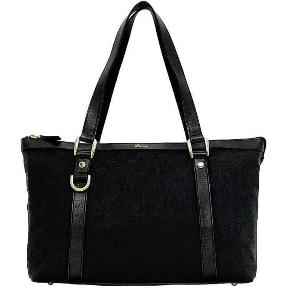 Gucci tote bag Black GG canvas Leather Zip all over Handbag gusset Shoulder